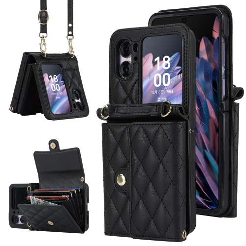 For OPPO Find N2 Flip Rhombic Texture Card Bag PU Phone Case with Long Lanyard(Black)
For OPPO Find N2 Flip Rhombic Texture Card Bag PU Phone Case with Long Lanyard(Black)