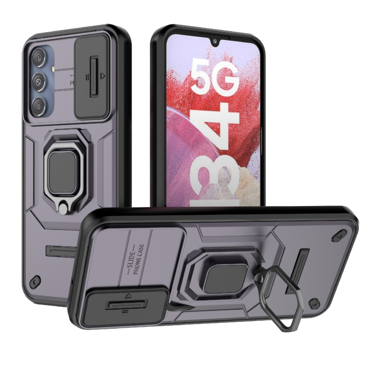 For Samsung Galaxy M34 5G India Sliding Camshield TPU + PC Shockproof Phone Case with Holder(Purple)
For Samsung Galaxy M34 5G India Sliding Camshield TPU + PC Shockproof Phone Case with Holder(Purple)