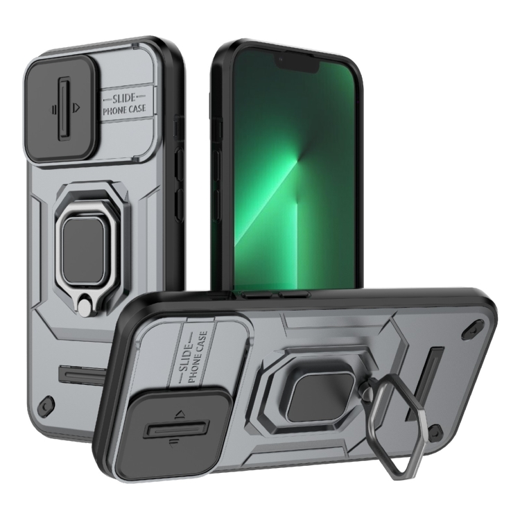 For iPhone 13 Pro Sliding Camshield TPU + PC Shockproof Phone Case with Holder(Grey)
For iPhone 13 Pro Sliding Camshield TPU + PC Shockproof Phone Case with Holder(Grey)