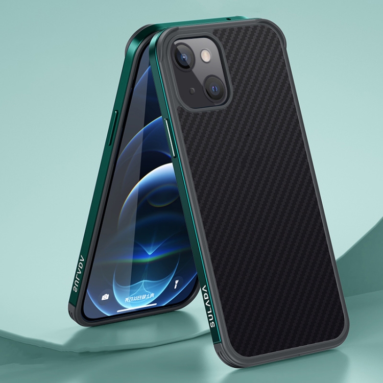 For iPhone 13 SULADA Luxury 3D Carbon Fiber Textured Metal + TPU Frame Phone Case(Dark Green)
For iPhone 13 SULADA Luxury 3D Carbon Fiber Textured Metal + TPU Frame Phone Case(Dark Green)