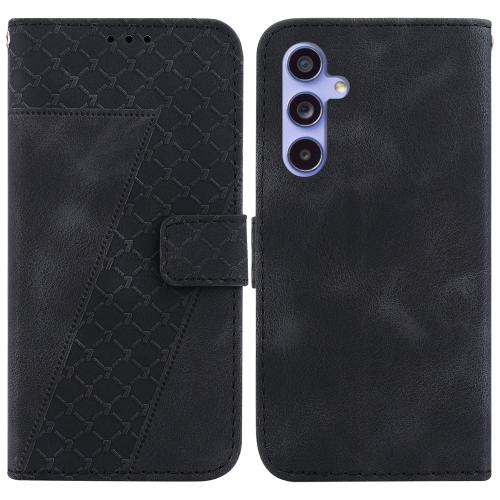 

For Samsung Galaxy S23 FE 5G 7-shaped Embossed Leather Phone Case(Black)