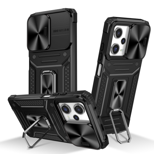

For Redmi Note 12 Pro Global Camshield Robot TPU Hybrid PC Phone Case(Black)