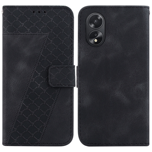 

For OPPO A38 4G / A18 7-shaped Embossed Leather Phone Case(Black)