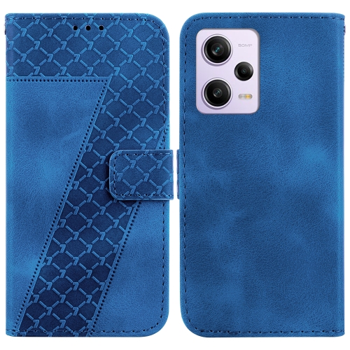 

For Xiaomi Redmi Note 12 Pro 5G Global/Poco X5 Pro 7-shaped Embossed Leather Phone Case(Blue)