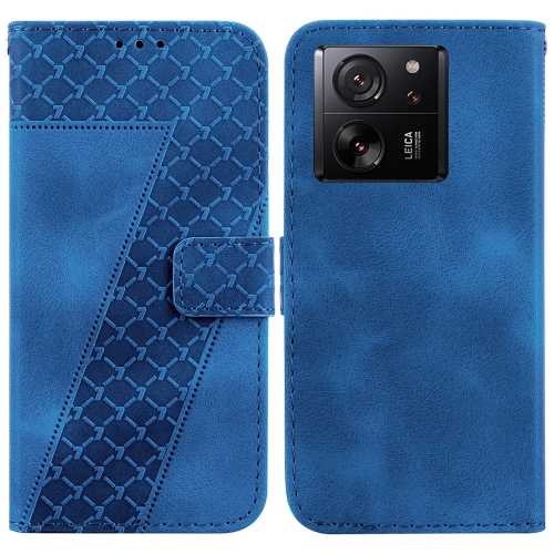 

For Xiaomi 13T / 13T Pro / Redmi K60 Ultra 7-shaped Embossed Leather Phone Case(Blue)
