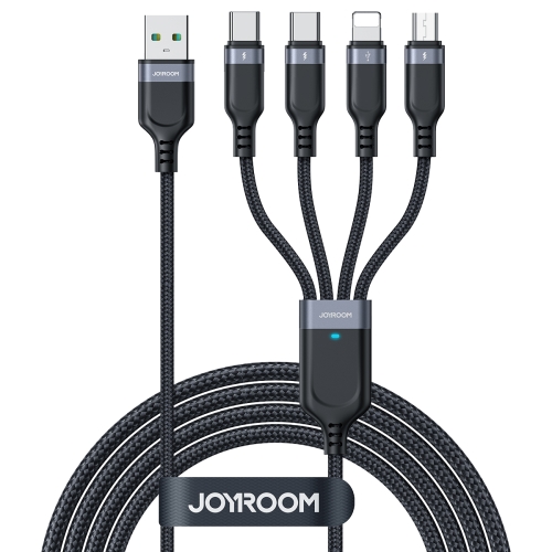 

JOYROOM A18 3.5A USB to 8 Pin+Dual USB-C/Type-C+Micro USB 4 in 1 Data Cable, Length: 1.2m(Black)