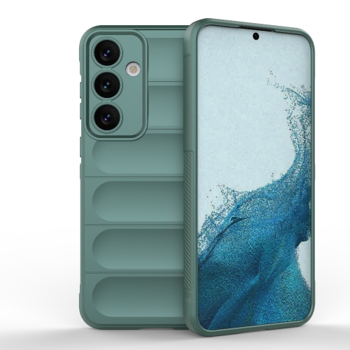 

For Samsung Galaxy S24+ 5G Magic Shield TPU + Flannel Phone Case(Dark Green)