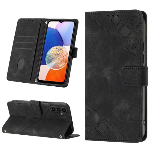 

For Samsung Galaxy A15 Skin-feel Embossed Leather Phone Case(Black)
