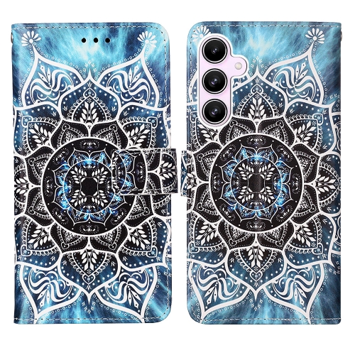 

For Samsung Galaxy A55 Colored Drawing Pattern Plain Weave Leather Phone Case(Undersea Mandala)
