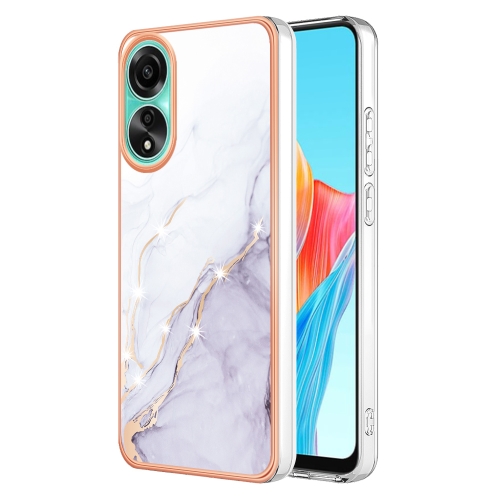 

For OPPO A78 4G Electroplating Marble Dual-side IMD Phone Case(White 006)