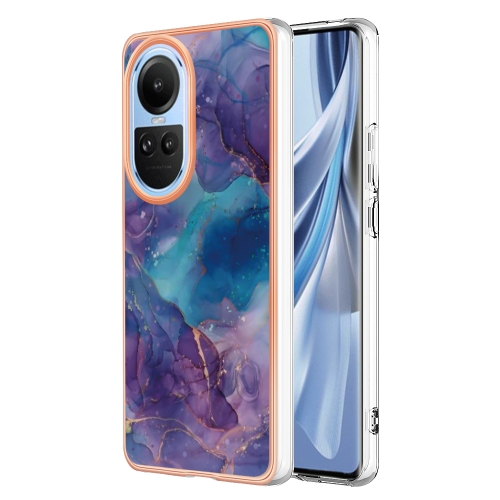 

For OPPO Reno10 5G Global Electroplating Marble Dual-side IMD Phone Case(Purple 016)