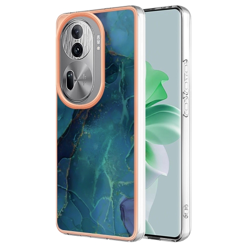 

For OPPO Reno11 Pro 5G Global Electroplating Marble Dual-side IMD Phone Case(Green 017)