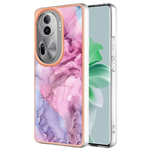 

For OPPO Reno11 Pro 5G Global Electroplating Marble Dual-side IMD Phone Case(Pink 013)