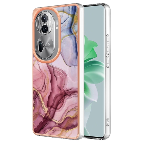 

For OPPO Reno11 Pro 5G Global Electroplating Marble Dual-side IMD Phone Case(Rose Red 014)
