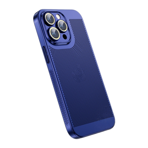

For iPhone 12 Pro Max Ice Sense Heat Dissipation Electroplating PC Phone Case(Navy Blue)