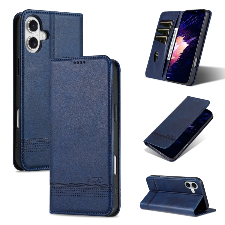 For iPhone 16 Plus AZNS Magnetic Calf Texture Flip Leather Phone Case(Dark Blue)
For iPhone 16 Plus AZNS Magnetic Calf Texture Flip Leather Phone Case(Dark Blue)
