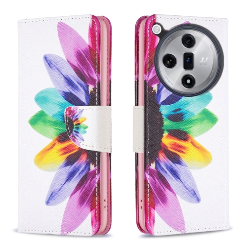 

For OPPO Find X7 Ultra Colored Drawing Pattern Leather Phone Case(Sun Flower)