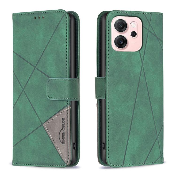 For OPPO Reno14 F 5G Magnetic Buckle Rhombus Texture Leather Phone Case(Green) 
For OPPO Reno14 F 5G Magnetic Buckle Rhombus Texture Leather Phone Case(Green)