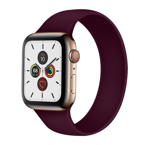 

For Apple Watch Series 7 45mm / 6 & SE & 5 & 4 44mm / 3 & 2 & 1 42mm Solid Color Elastic Silicone Watch Band, Size:S 130mm(Purple)
