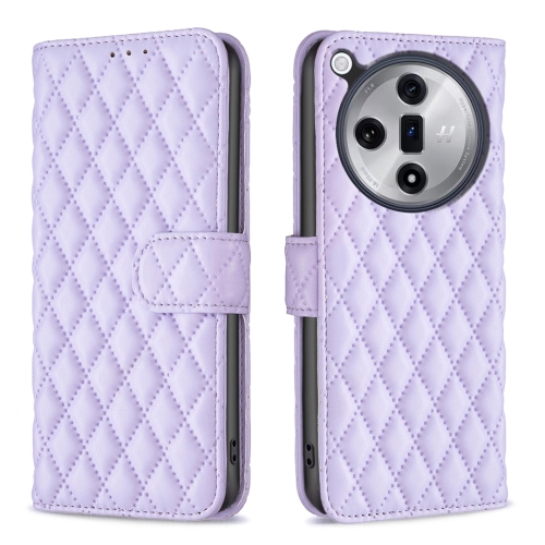 

For OPPO Find X7 Diamond Lattice Wallet Leather Flip Phone Case(Purple)