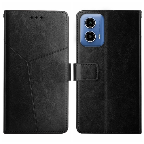 

For Motorola Moto G04 / G24 HT01 Y-shaped Pattern Flip Leather Phone Case(Black)
