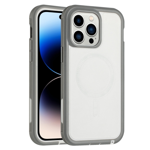 

For iPhone 15 Pro Defender Series XT MagSafe Magnetic PC + TPU Shockproof Phone Case(White+Grey)
