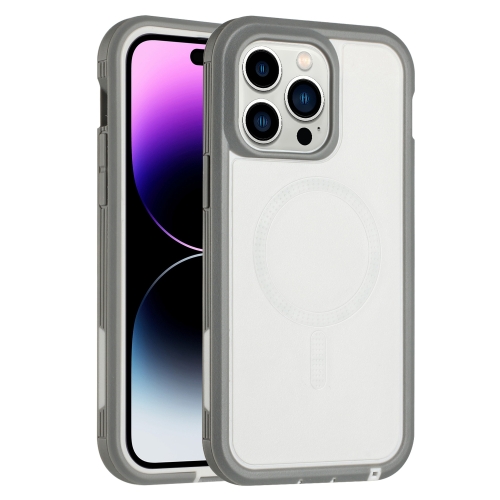 

For iPhone 14 Pro Defender Series XT MagSafe Magnetic PC + TPU Shockproof Phone Case(White+Grey)