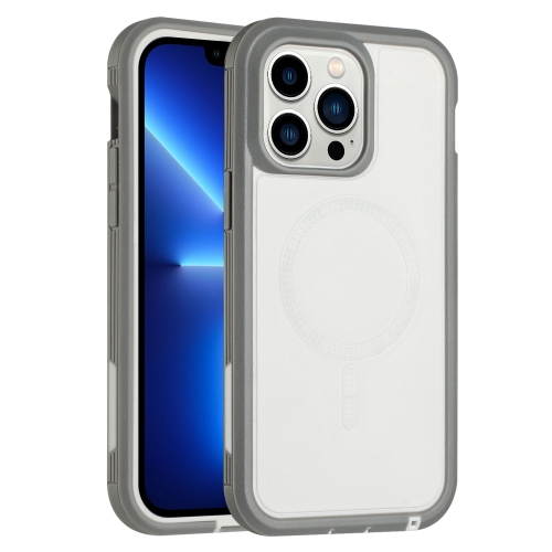 

For iPhone 13 Pro Defender Series XT MagSafe Magnetic PC + TPU Shockproof Phone Case(White+Grey)