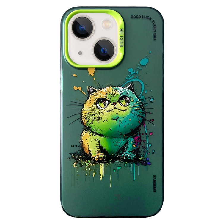 For iPhone 14 Double Layer Color Silver Series Animal Oil Painting Phone Case(Green Cat)
For iPhone 14 Double Layer Color Silver Series Animal Oil Painting Phone Case(Green Cat)