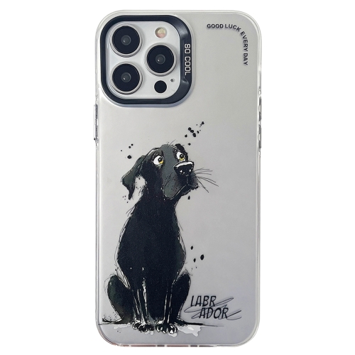 

For iPhone 14 Pro Double Layer Color Silver Series Animal Oil Painting Phone Case(Labrador)