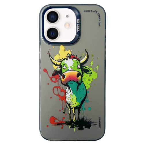 

For iPhone 11 Double Layer Color Silver Series Animal Oil Painting Phone Case(Zodiac Ox)