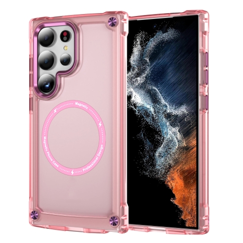 

For Samsung Galaxy S24 Ultra 5G Skin Feel TPU + PC MagSafe Magnetic Phone Case(Transparent Pink)