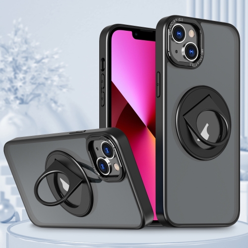 

For iPhone 13 Rotating Ring Magnetic Holder Phone Case(Black)