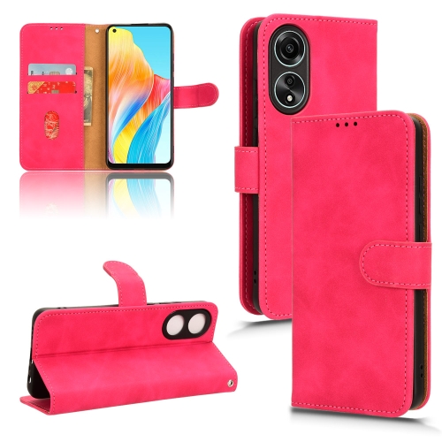 

For OPPO A78 4G Skin Feel Magnetic Flip Leather Phone Case(Rose Red)