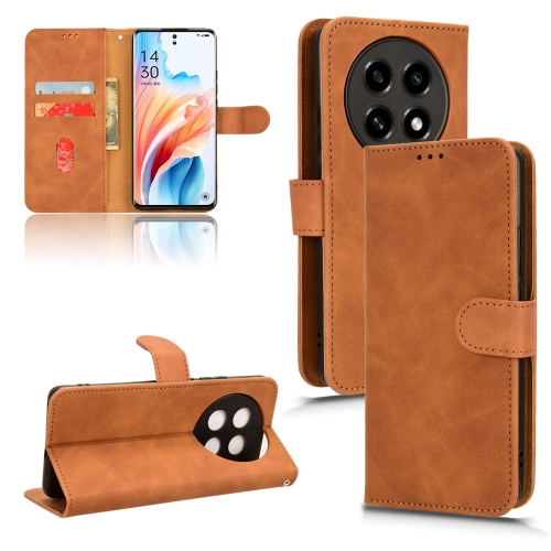 

For OPPO A2 Pro Skin Feel Magnetic Flip Leather Phone Case(Brown)