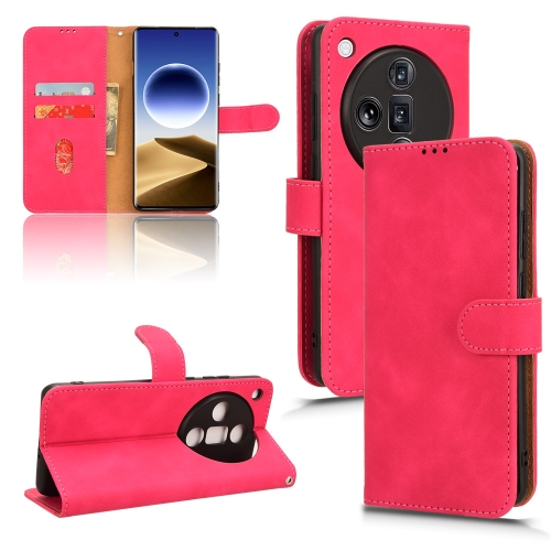 

For OPPO Find X7 Ultra Skin Feel Magnetic Flip Leather Phone Case(Rose Red)