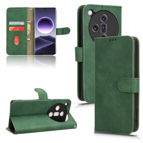 

For OPPO Find X7 Skin Feel Magnetic Flip Leather Phone Case(Green)