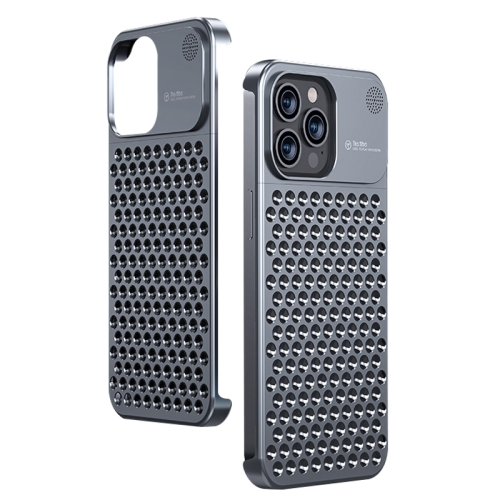 

For iPhone 13 Pro Max Aromatherapy Aluminum Alloy Cooling Phone Case(Grey)