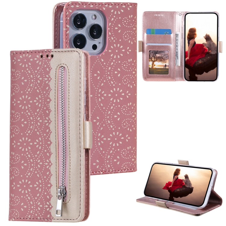 For iPhone 15 Pro Max Lace Pattern Double Button Zipper Leather Phone Case with Lanyard(Rose Gold)
For iPhone 15 Pro Max Lace Pattern Double Button Zipper Leather Phone Case with Lanyard(Rose Gold)