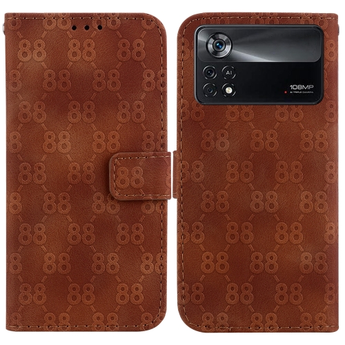 

For Xiaomi Poco X4 Pro 5G Double 8-shaped Embossed Leather Phone Case(Brown)