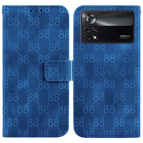 

For Xiaomi Poco X4 Pro 5G Double 8-shaped Embossed Leather Phone Case(Blue)