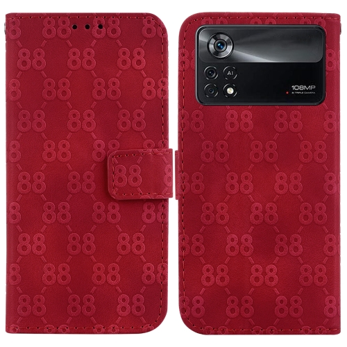 

For Xiaomi Poco X4 Pro 5G Double 8-shaped Embossed Leather Phone Case(Red)