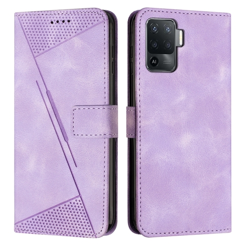 

For OPPO A94 4G / F19 Pro Dream Triangle Leather Phone Case with Lanyard(Purple)