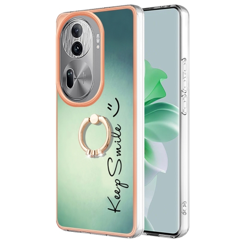 

For OPPO Reno11 Pro 5G Global Electroplating Dual-side IMD Phone Case with Ring Holder(Smile)