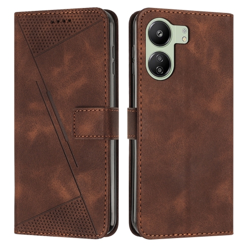 

For Xiaomi Redmi 13C Dream Triangle Leather Phone Case with Lanyard(Brown)