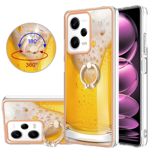 

For Xiaomi Redmi Note 12 Pro 5G Global Electroplating Dual-side IMD Phone Case with Ring Holder(Draft Beer)