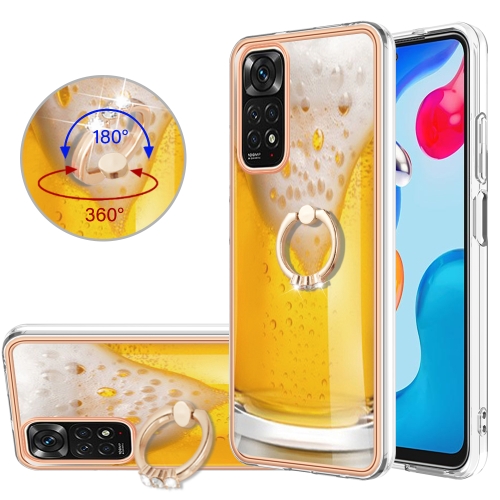 

For Xiaomi Redmi Note 11s / Note 11 4G Electroplating Dual-side IMD Phone Case with Ring Holder(Draft Beer)
