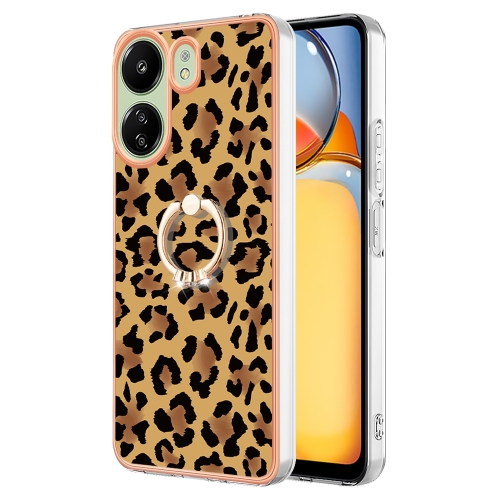 

For Xiaomi Redmi 13C 4G Electroplating Dual-side IMD Phone Case with Ring Holder(Leopard Print)