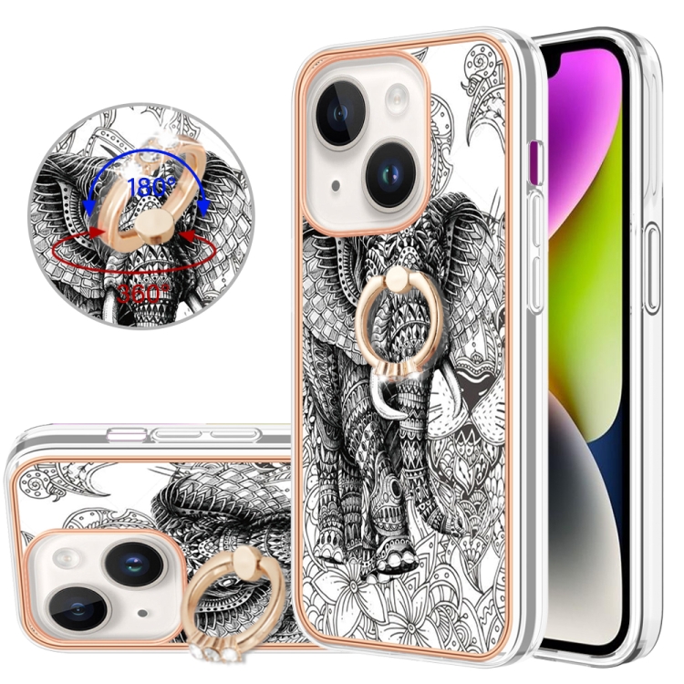 For iPhone 13 Electroplating Dual-side IMD Phone Case with Ring Holder(Totem Elephant)
For iPhone 13 Electroplating Dual-side IMD Phone Case with Ring Holder(Totem Elephant)
