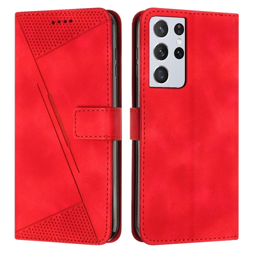 

For Samsung Galaxy S21 Ultra 5G Dream Triangle Leather Phone Case with Long Lanyard(Red)
